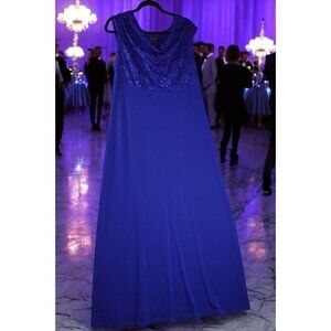 Connected Apparel Royal Blue Lace Gown - Size 14W - Elegant Formal Dress